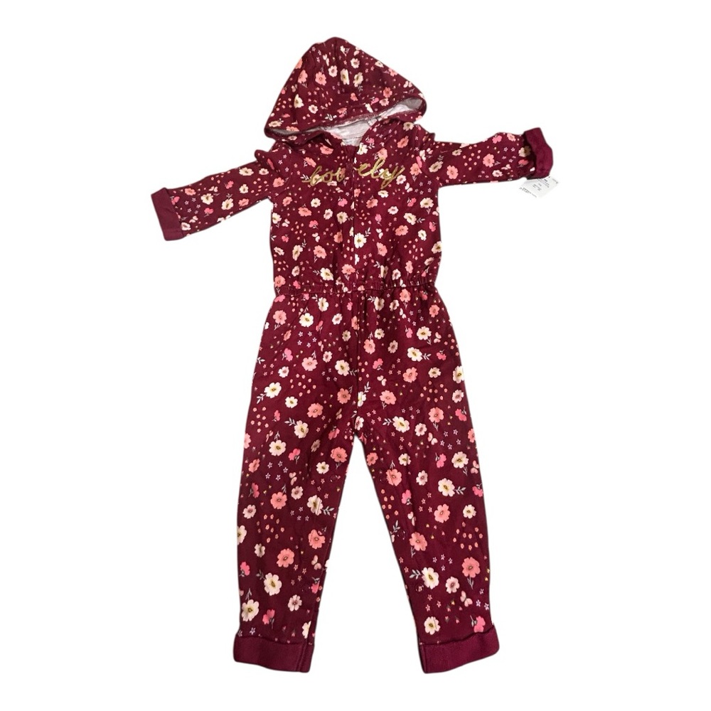 Carter's Floral Burgundy Hooded Bodysuit